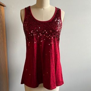 Vanity red sequin tank top
